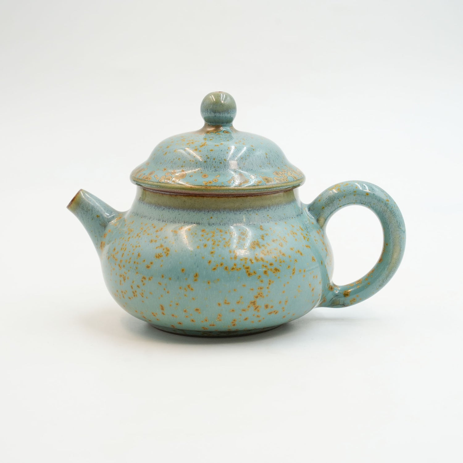 【 One of a Kind】Handmade Jun Ware – Turquoise Simple Chinese Teapot-185ml