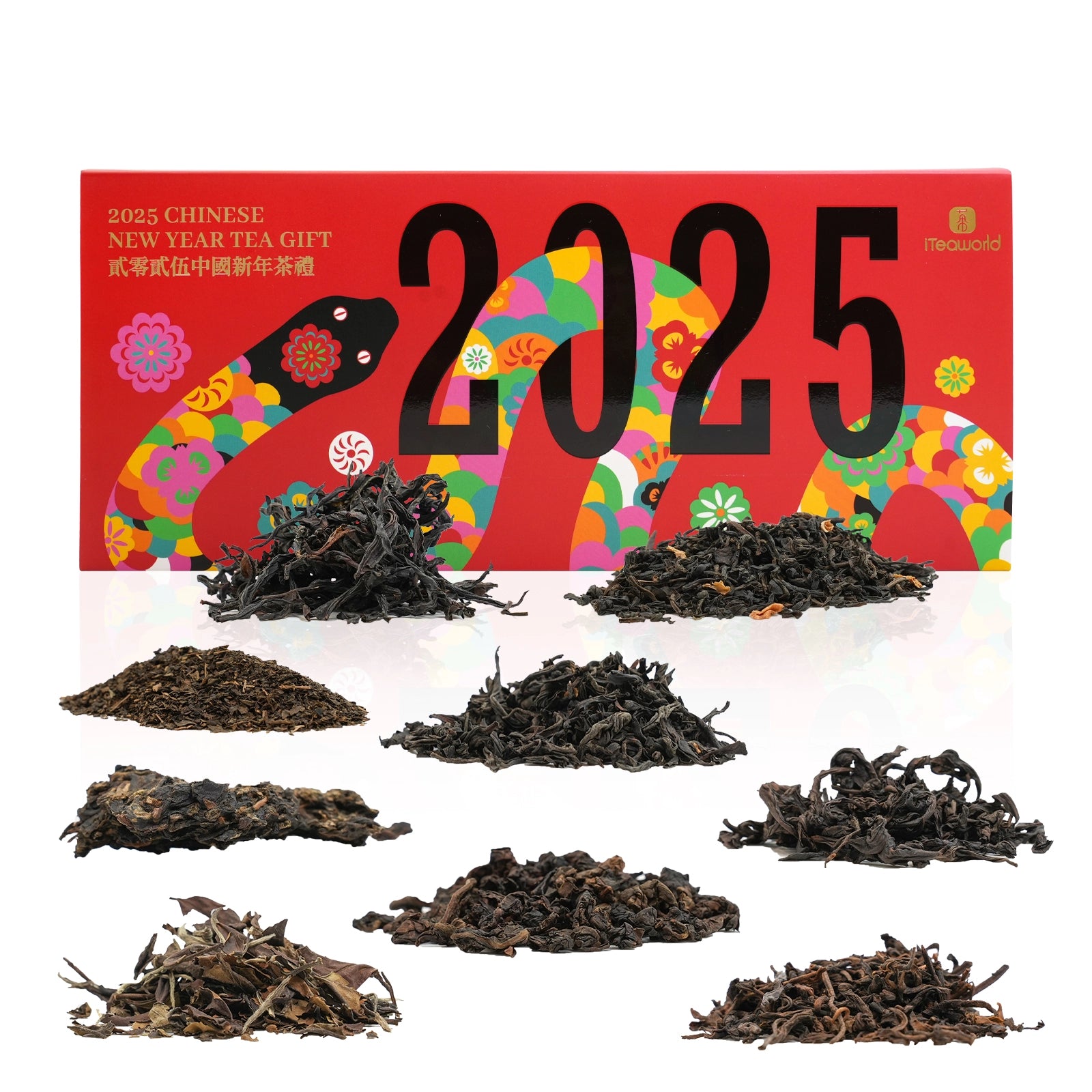 iTeaworld 2025 New Year Tea Gift Set (Year of the Snake Edition) - The Collection of 10 Aged Teas: Includes 20-Year-Old Ripe Pu-erh, 40-Year-Old Hei Zhuan (Black Brick Tea), 30-Year-Old Oolong, and more