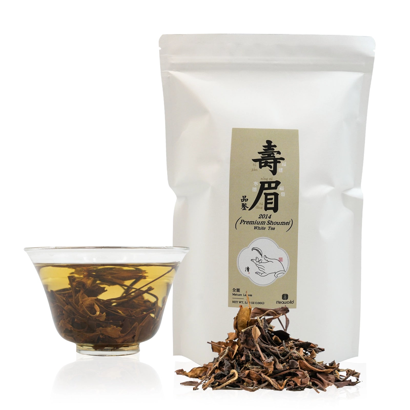 2014 Aged Shou Mei White Tea  Rare 10-Year Aged Fuding White Tea, Sun-Dried for Long-Term Aging.