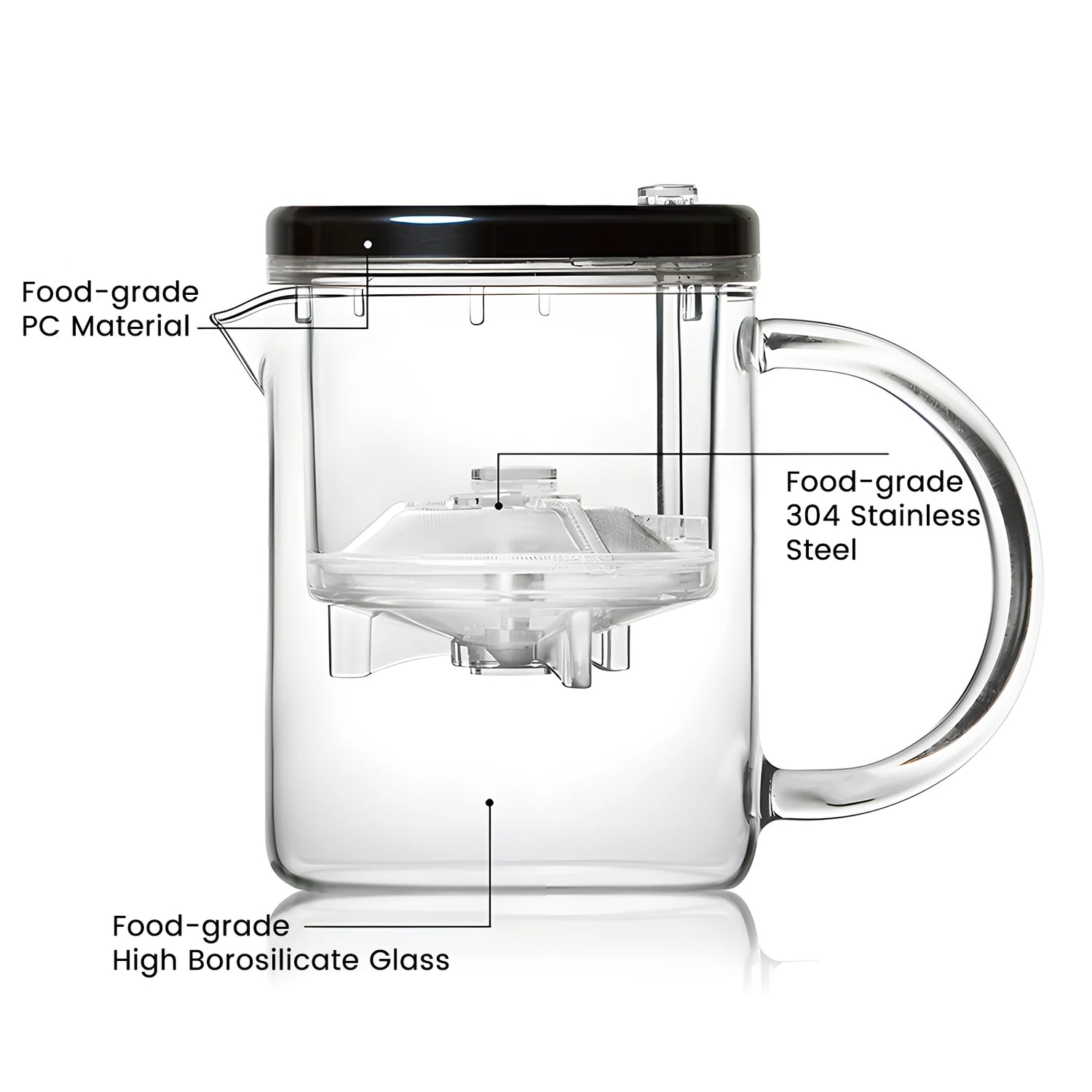 High-Temperature-Resistant Glass Piao Yi Cup / Detachable Tea Infuser Cup 350mL