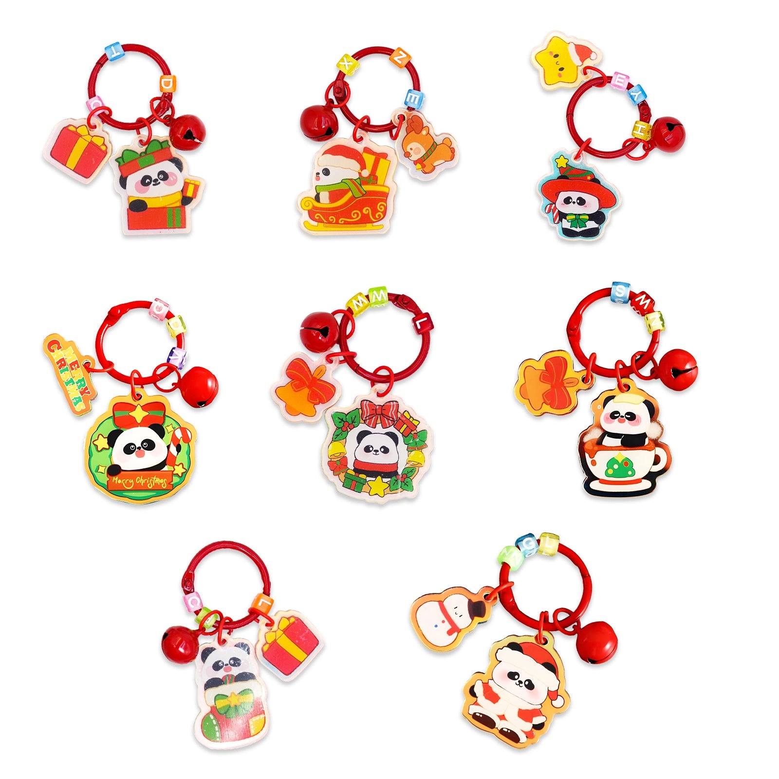 Exquisite Cute Christmas Teacup Panda Tag Keychain