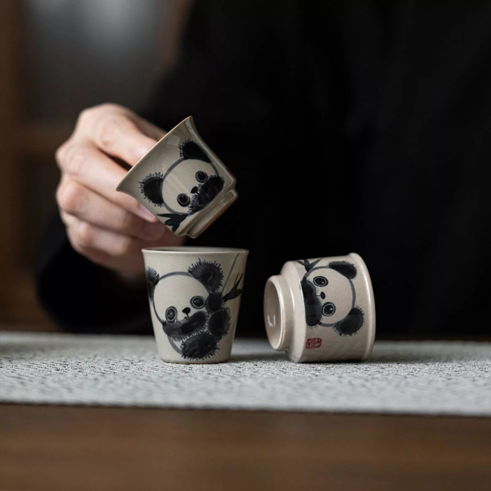 Exquisite Hand-Painted Panda Ceramic Gongfu Tea Tasting Cup