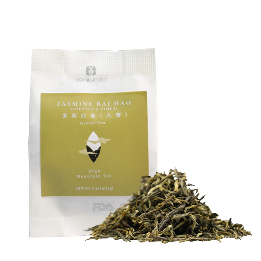 Jasmine Bai Hao | Traditional 9-Scent Jasmine Green Tea – Fresh, Abundant Floral Aroma with a Sweet, Smooth, and Lasting Aftertaste | 1000m High Mountain Tea from Northern Fujian | Summer Harvest July 2023 | 3.5oz (100g) - Top Choice of Jasmine Green Tea