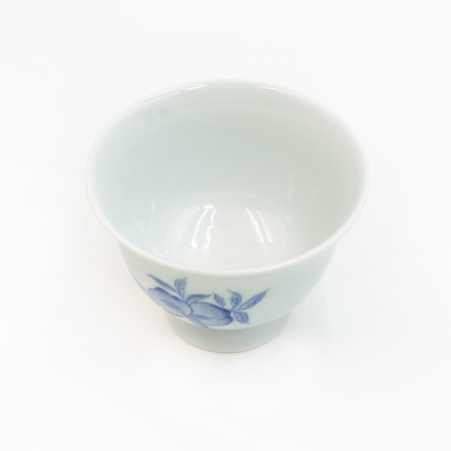 Blue and white porcelain Jingdezhen tea cup - longevity peach green glaze-70ml