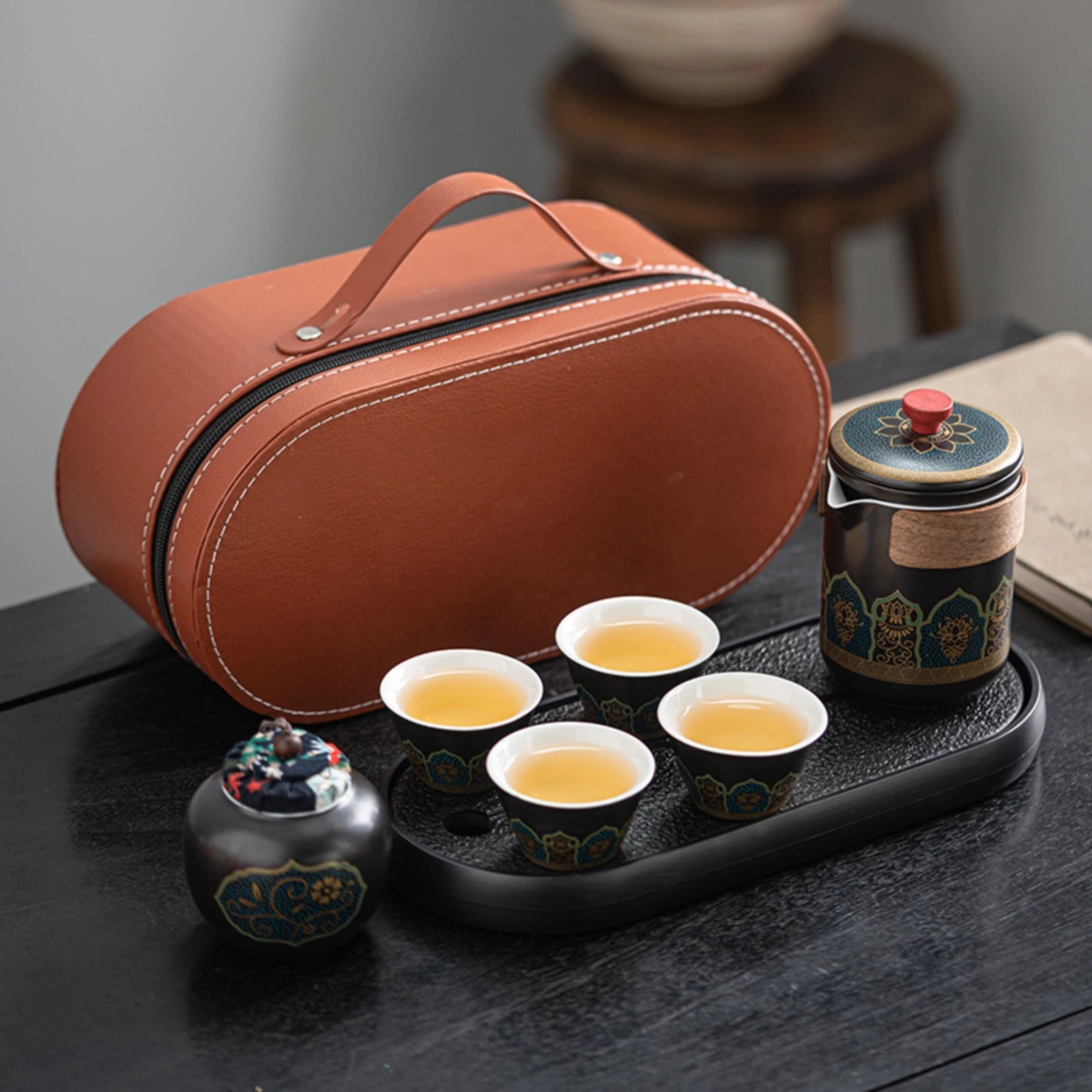 Classic Travel Quick-Brew Tea Set -Perfect for Gongfu Tea Beginners with Tea Leaf Strainer