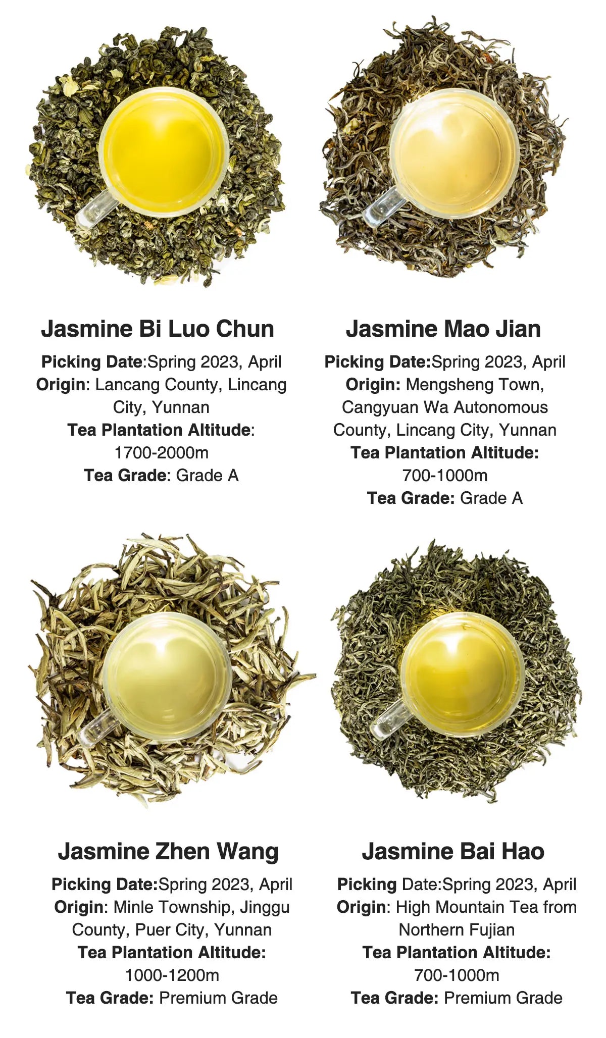 4 type of Jasmine tea form iteaworld