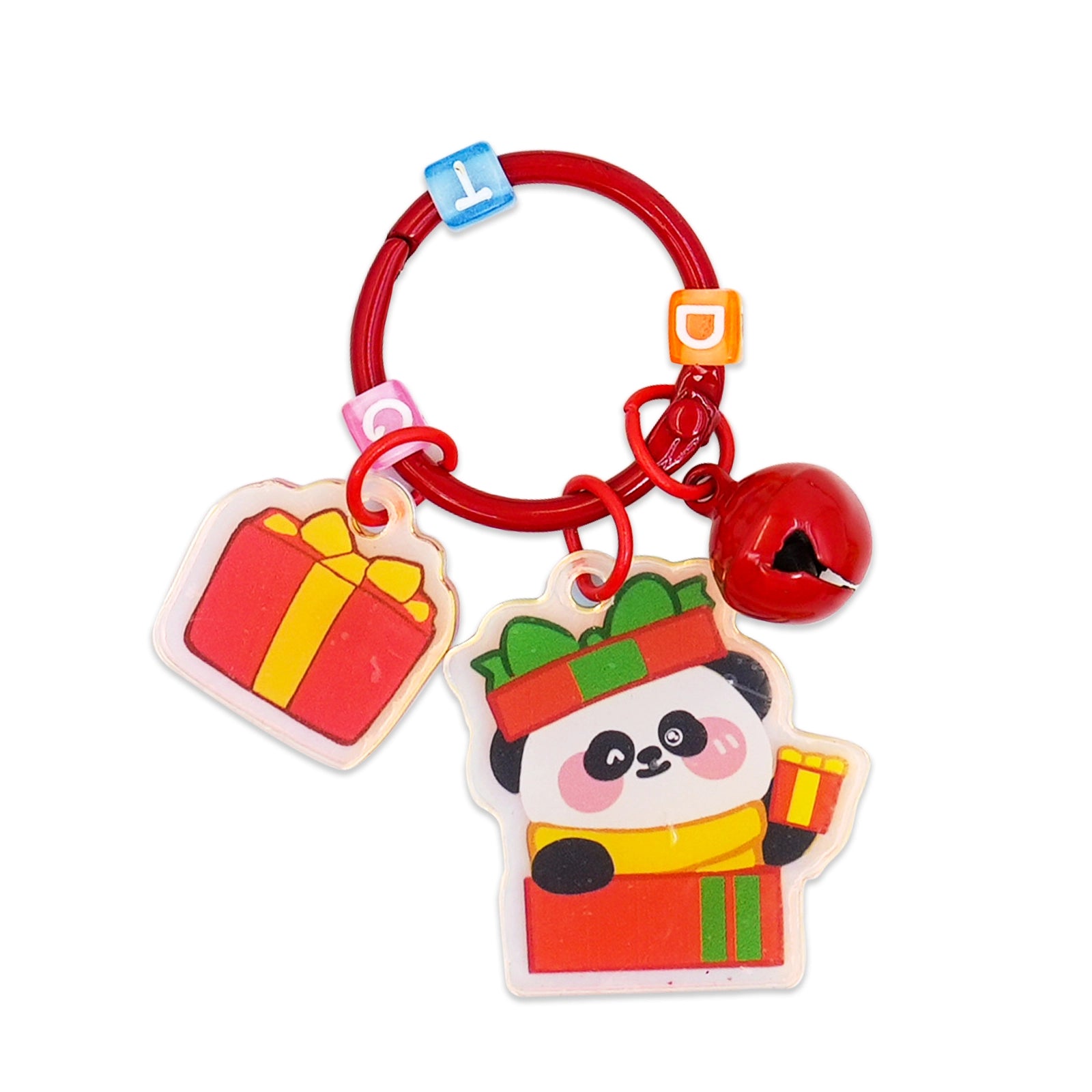 Exquisite Cute Christmas Teacup Panda Tag Keychain