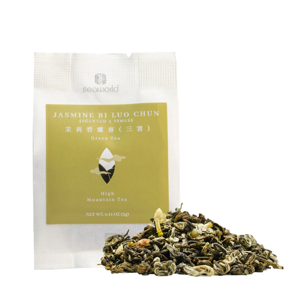 Jasmine Bi Luo Chun | Traditional 3-Scent Jasmine Green Tea (One Bud with Two Leaves) – Subtle Floral Aroma, Mild Flavor, Handpicked from 2000m High Mountains in Lincang, Yunnan | Summer Harvest June 2024 | 3.5oz (100g) For Afternoon