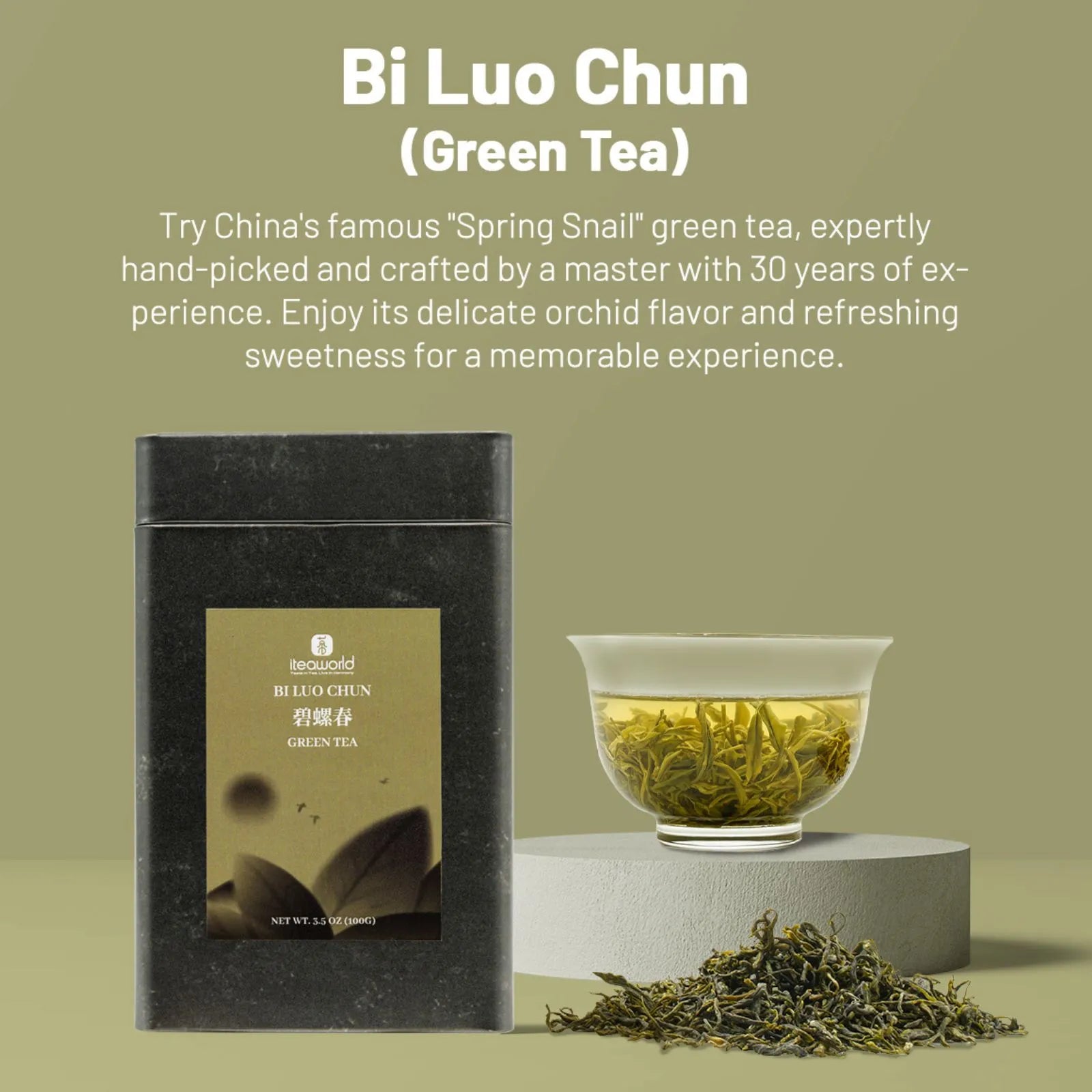 Bi Luo Chun Chinese Green Tea (One bud with one leaves) – Subtle Orchid Aroma, Smooth & Sweet, Harvested from 1200m High Mountains in West Dongting, Suzhou | Spring 2024 | 3.5oz (100g) For Morning