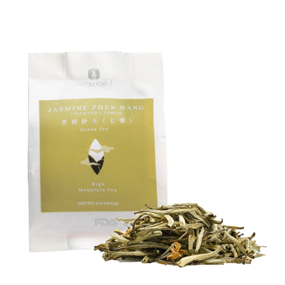 Jasmine Zhen Wang | Traditional 7-Scent Jasmine Tea (Pure buds) – Fresh, Intense Floral Aroma with Smooth, Sweet | 1200m High Mountain Tea from Minle Township, Puer, Yunnan | July 2023 Summer Tea | 3.5oz (100g) - Tasting Grade For Afternoon