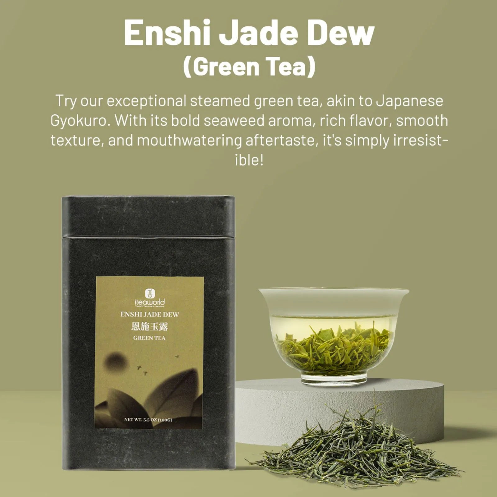 Jade Dew (En Shi Yu Lu) Chinese Green Tea (One bud with one leaves) – Rich & Refreshing with Seaweed Aroma, 1400m High Mountain Tea from Baiyan Village, Hubei | Spring Harvest April 2024 | 3.5oz (100g) | The Only Steamed Green Tea For Morning